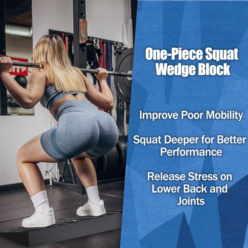 Folaps Squat Wedge Block One Piece: Heel Elevated Slant Board for Squats Weightliting Home Gym Squat Wedge - Image 2